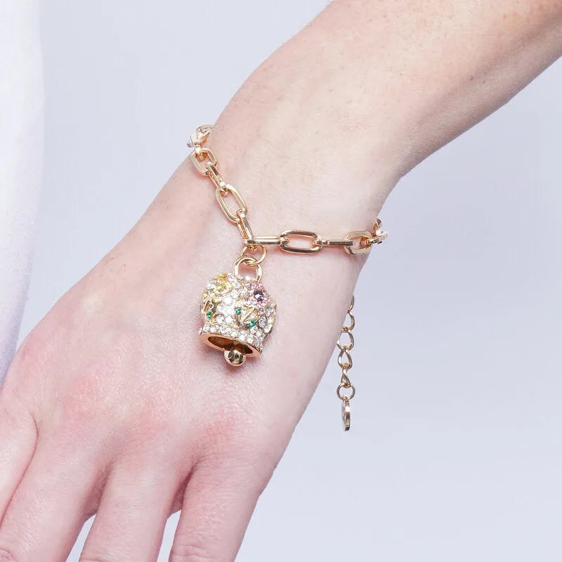 Salottiera - Bracciale in Metallo campanella Capri e fiore di cristalli colorati