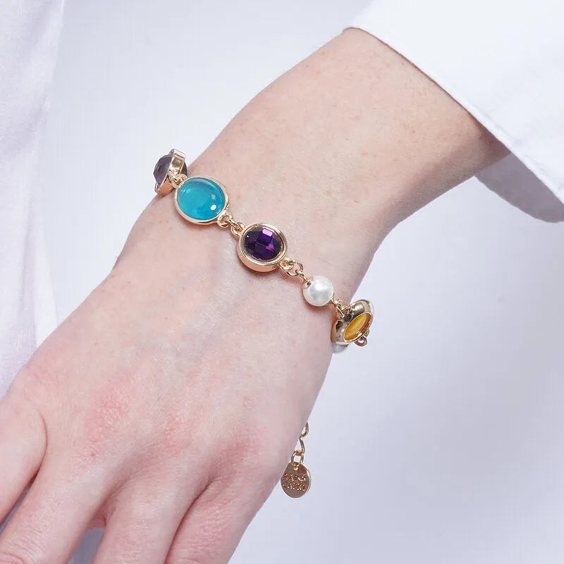Sardonice - Bracciale in Metallo cristalli colorati e perline