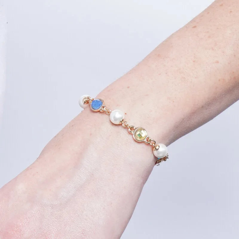 Mattinata - Bracciale in Metallo cristalli quadrati colorati