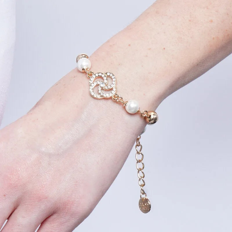 Aerea - Bracciale in Metallo perline e nodo di cristalli