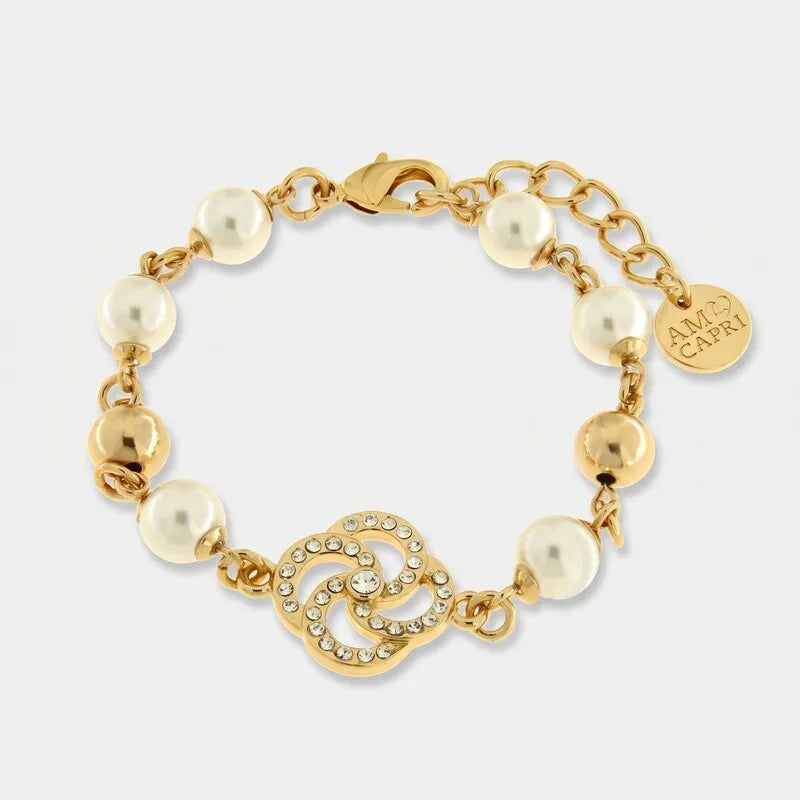 Aerea - Bracciale in Metallo perline e nodo di cristalli