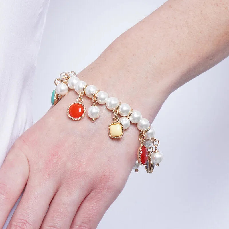 Charleston - Bracciale in Metallo perline e cristalli pendenti