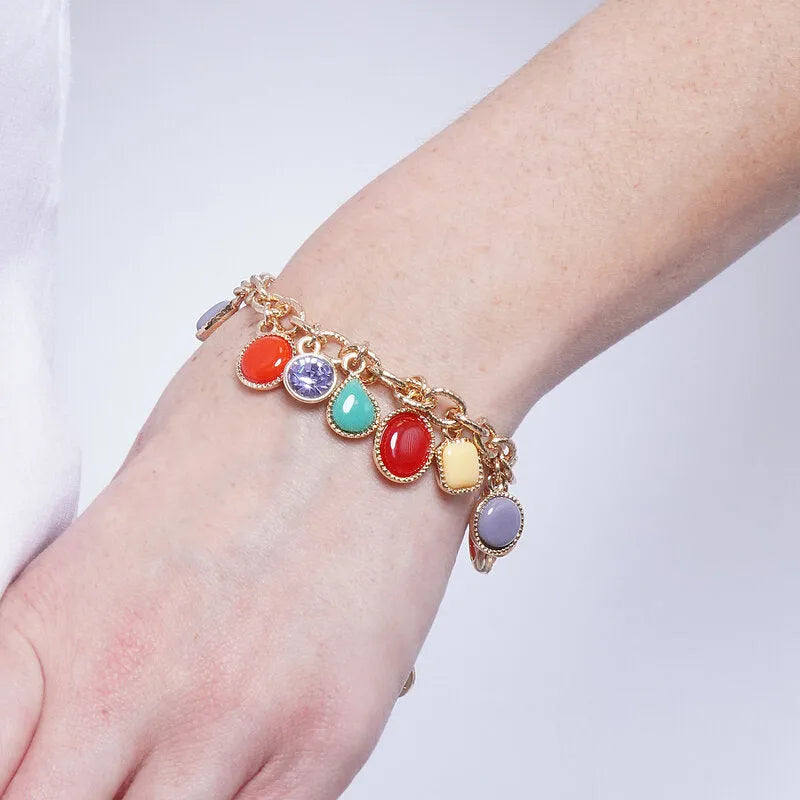 Cappellina - Bracciale in Metallo pietre e cristalli colorati
