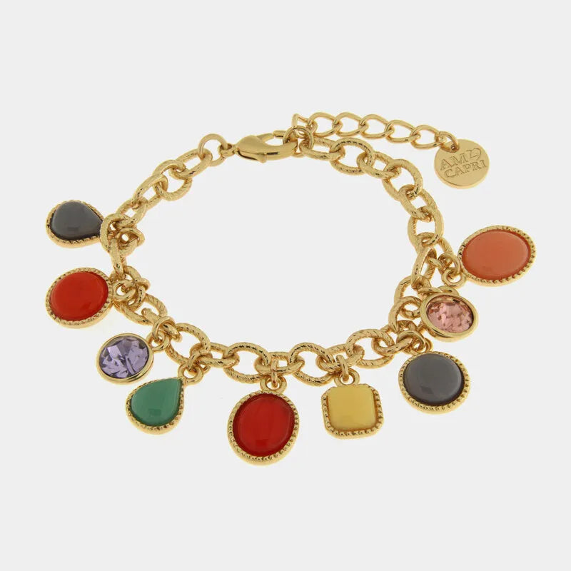 Cappellina - Bracciale in Metallo pietre e cristalli colorati