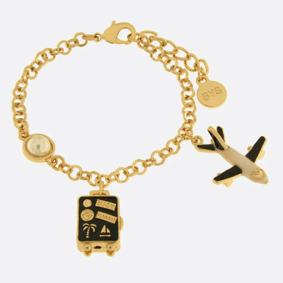 Bracciale in Metallo aereo e valigia neri