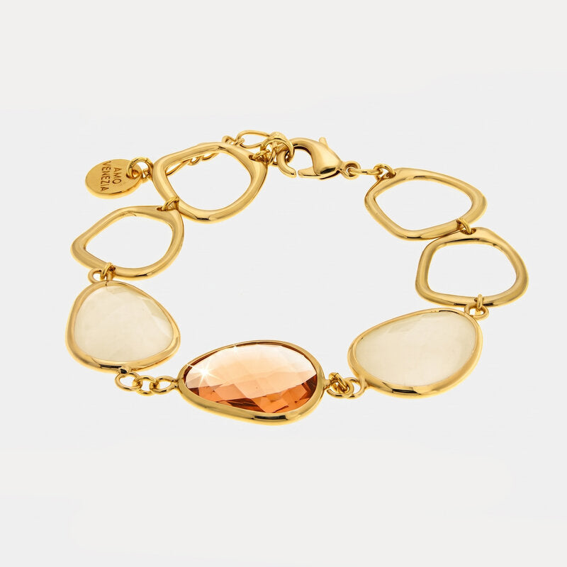 Bracciale in Metallo con pietra color pesca - BYSIMON gioielli