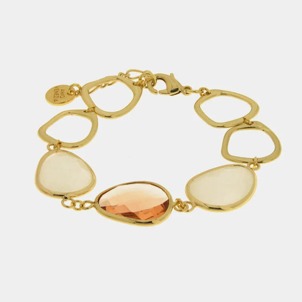 Bracciale in Metallo con pietra color pesca - BYSIMON gioielli