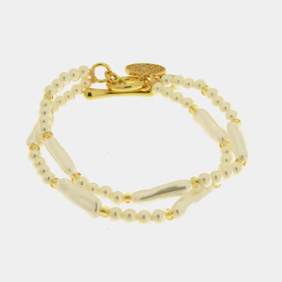 Bracciale in Metallo doppio filo di perline chiusura T