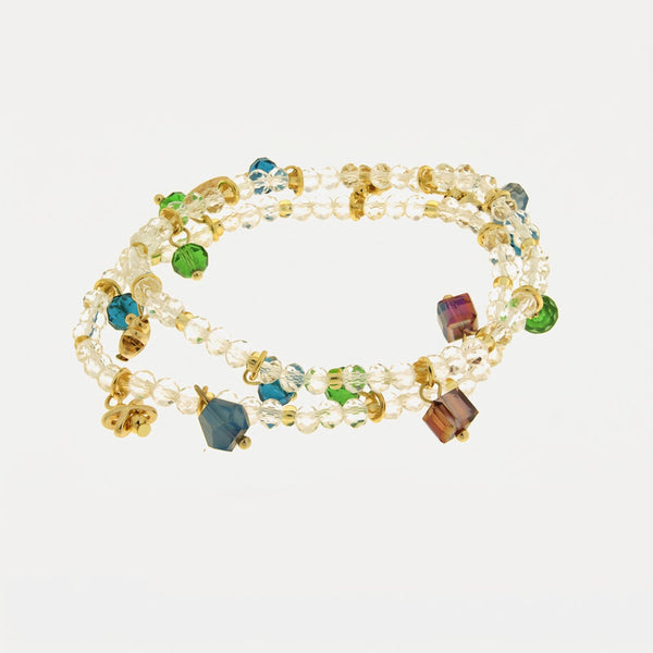 Bracciale in Metallo doppio filo con cristalli colorati - BYSIMON gioielli
