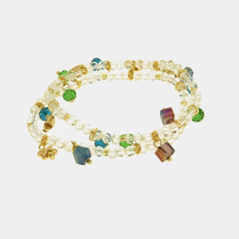 Bracciale in Metallo doppio filo con cristalli colorati