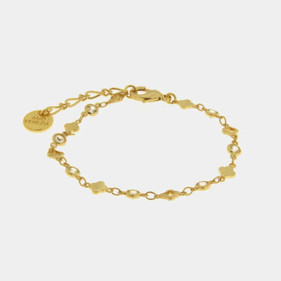 Bracciale in Metallo quadrifogli e cristalli