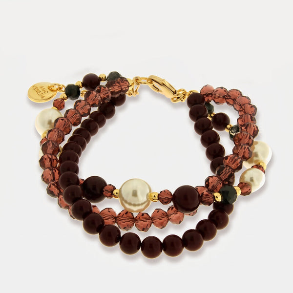 Bracciale in Metallo con perline bordeaux - BYSIMON gioielli