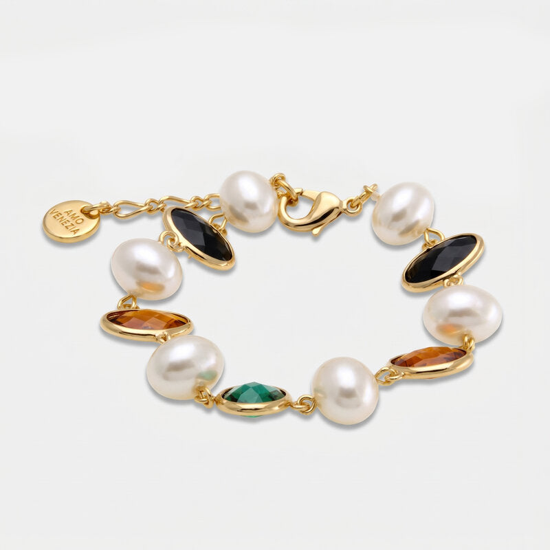 Bracciale in Metallo perline e cristalli colorati - BYSIMON gioielli