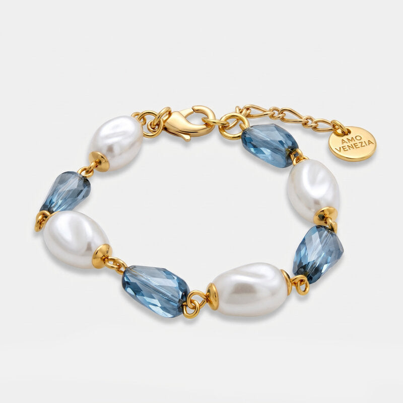 Bracciale in Metallo perle e cristalli - BYSIMON gioielli