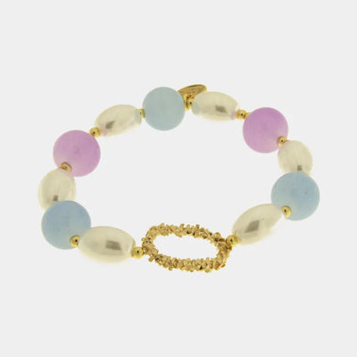 Bracciale in Metallo con perline turchesi e lilla