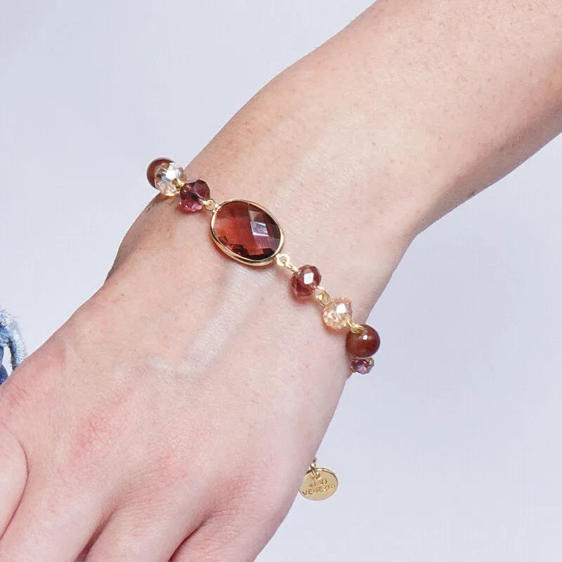 Bracciale in Metallo cristalli colorati marroni