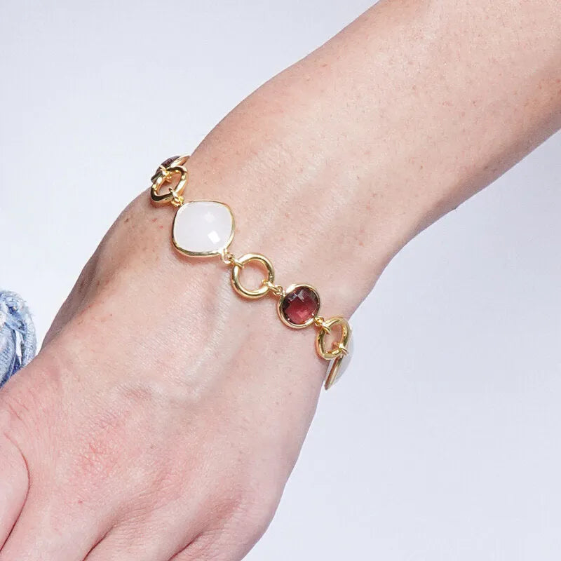 Bracciale in Metallo cristalli marroni chiusura a T