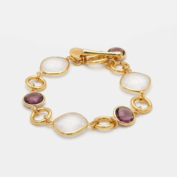 Bracciale in Metallo cristalli marroni chiusura a T - BYSIMON gioielli