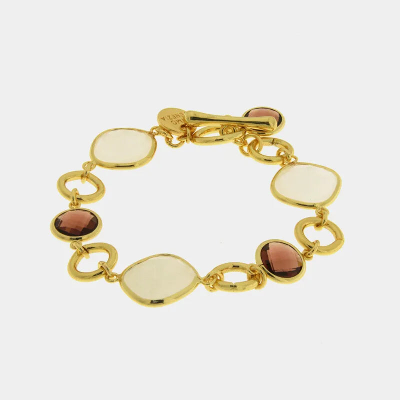 Bracciale in Metallo cristalli marroni chiusura a T