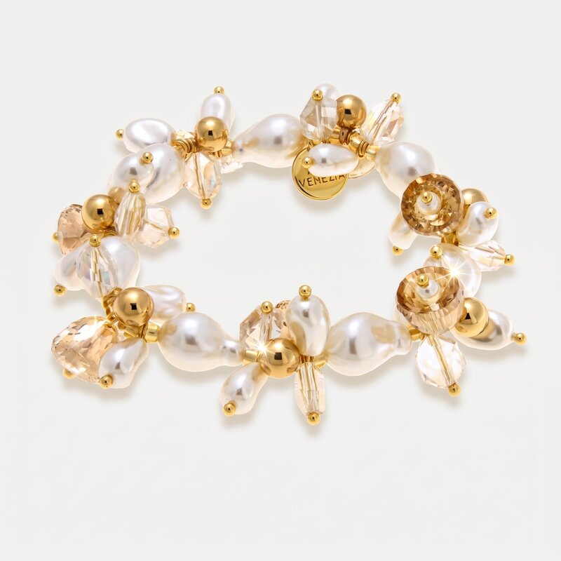 Bracciale in Metallo perline bianche - BYSIMON gioielli