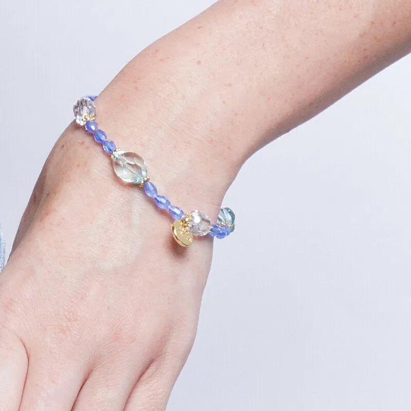 Bracciale in Metallo elastico con cristalli turchesi