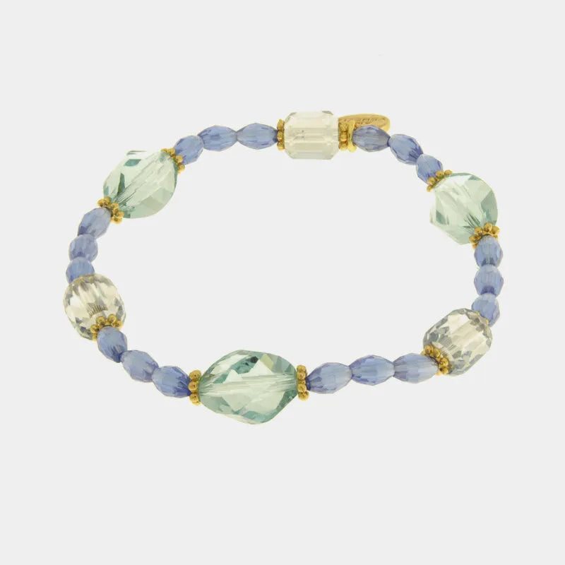 Bracciale in Metallo elastico con cristalli turchesi