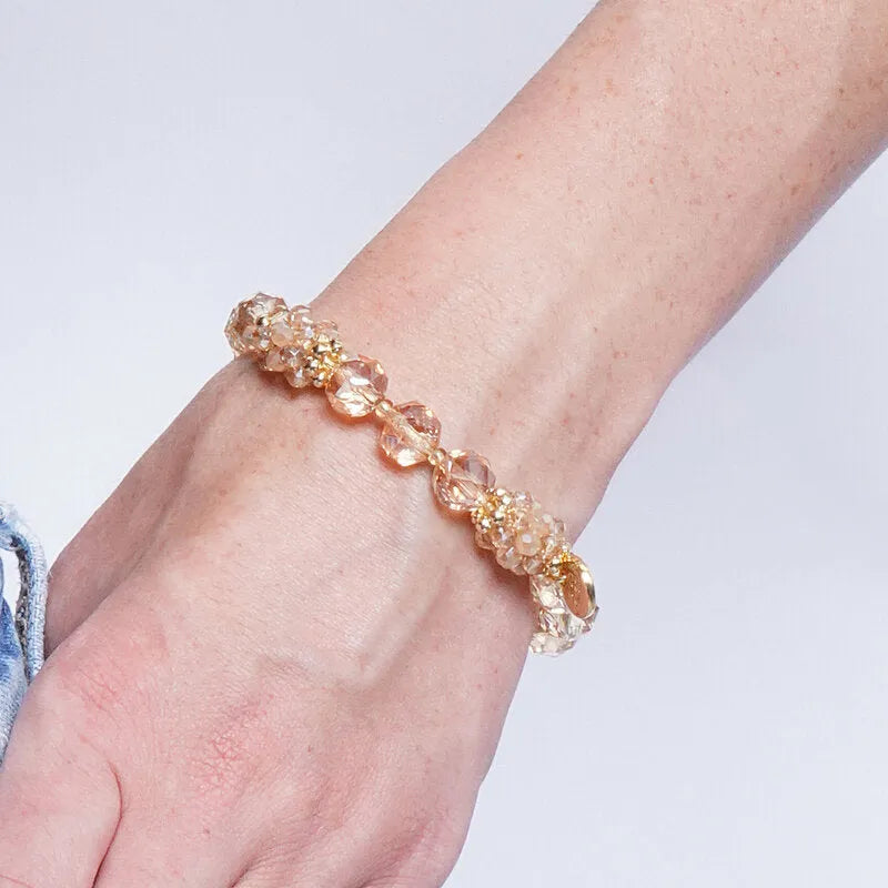 Bracciale in Metallo elastico ocn cirstalli rosa