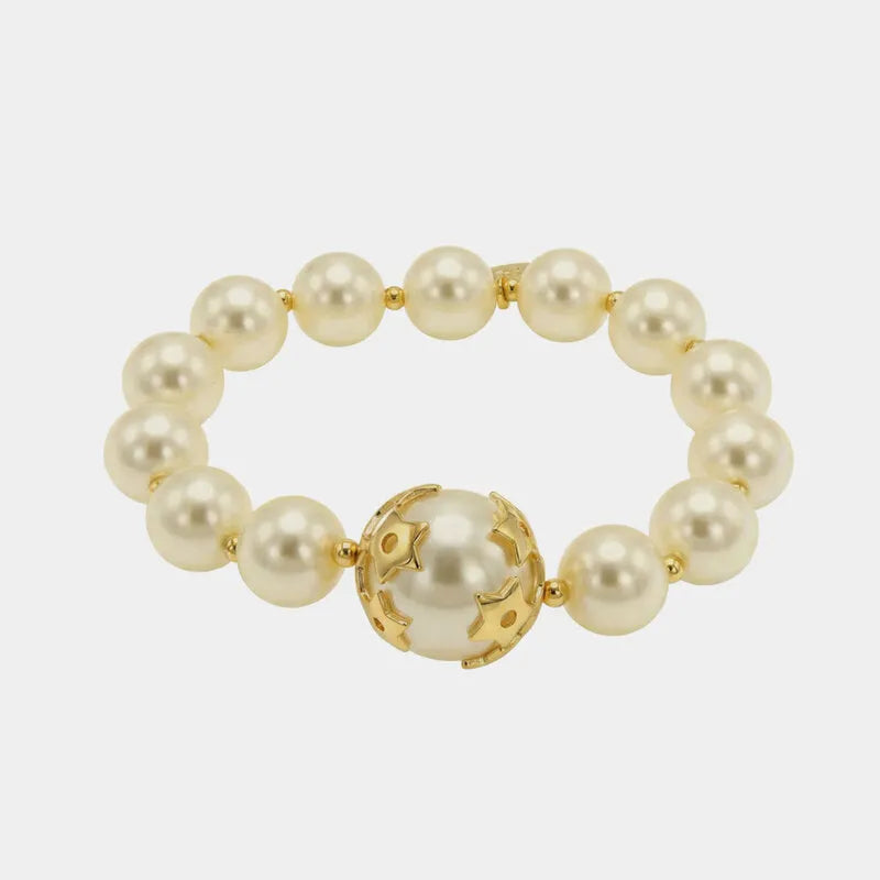 Bracciale in Metallo perla e stelle dorate