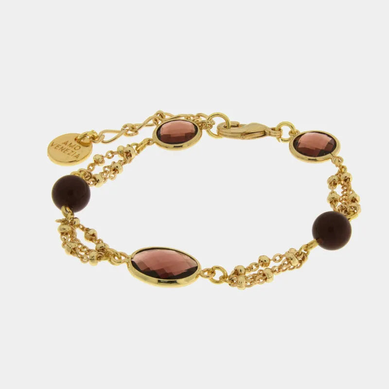 Bracciale in Metallo cristalli marroni