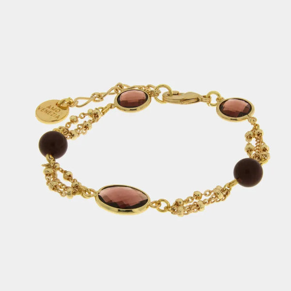 Bracciale in Metallo cristalli marroni - BYSIMON gioielli