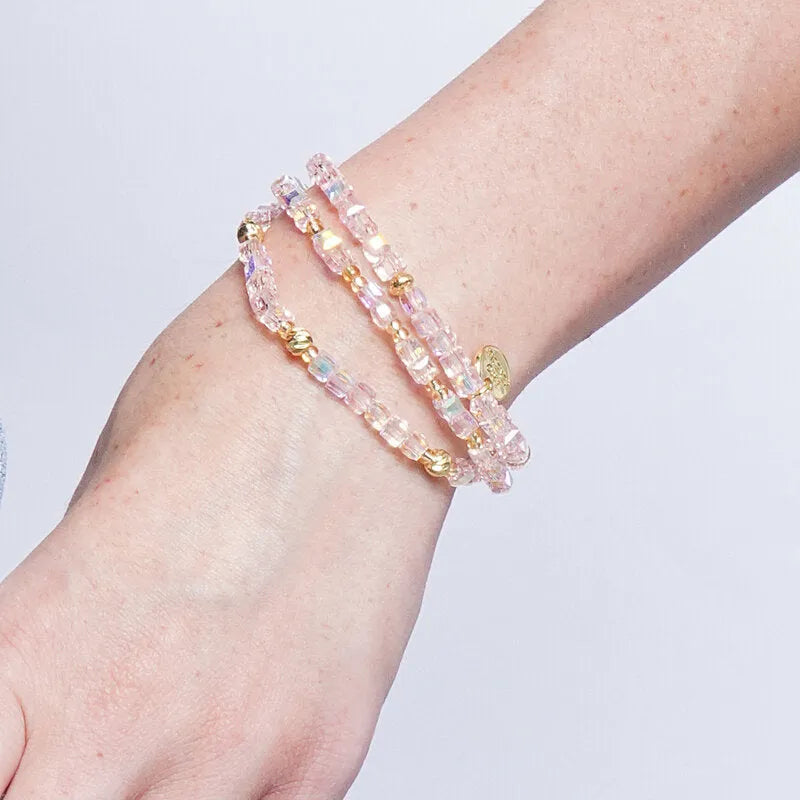 Bracciale in Metallo multifilo cristalli rosa