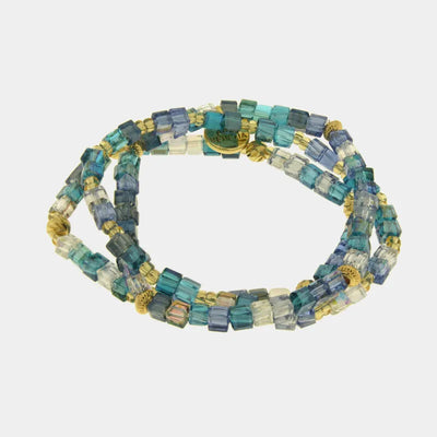Bracciale in Metallo multifilo cristalli azzurri
