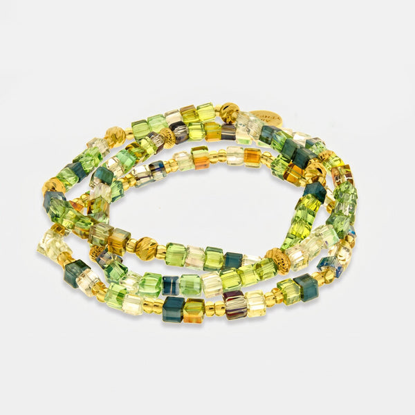 Bracciale in Metallo multifilo cristalli verdi - BYSIMON gioielli