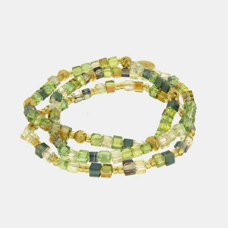 Bracciale in Metallo multifilo cristalli verdi