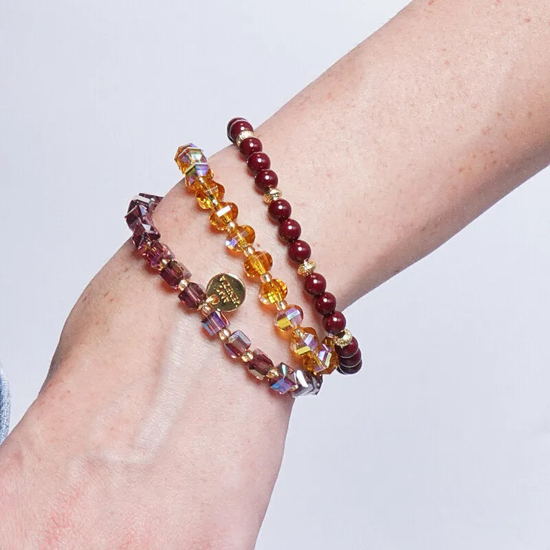 Bracciale in Metallo multifilo cristalli marroni