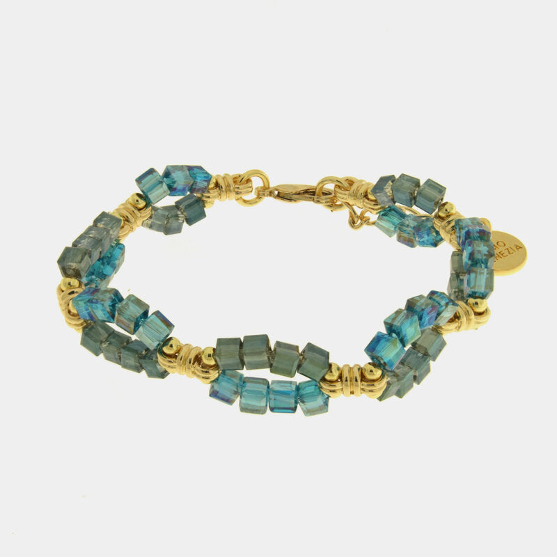 Bracciale in Metallo perline azzurre