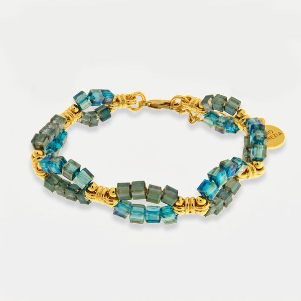 Bracciale in Metallo perline azzurre - BYSIMON gioielli