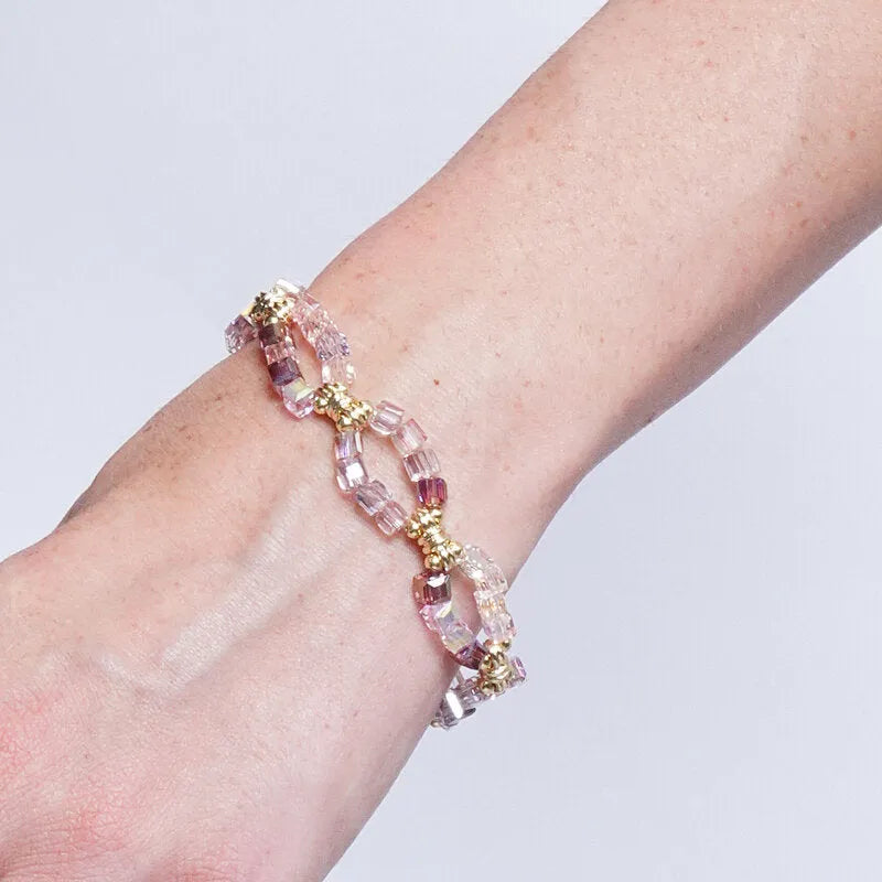 Bracciale in Metallo perline rosa