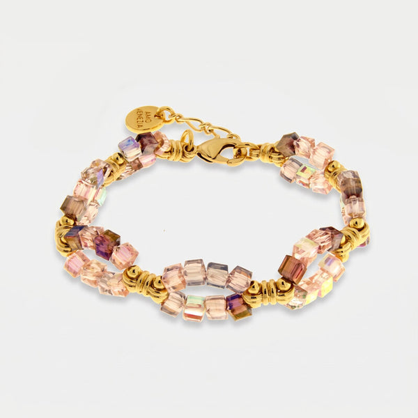 Bracciale in Metallo perline rosa