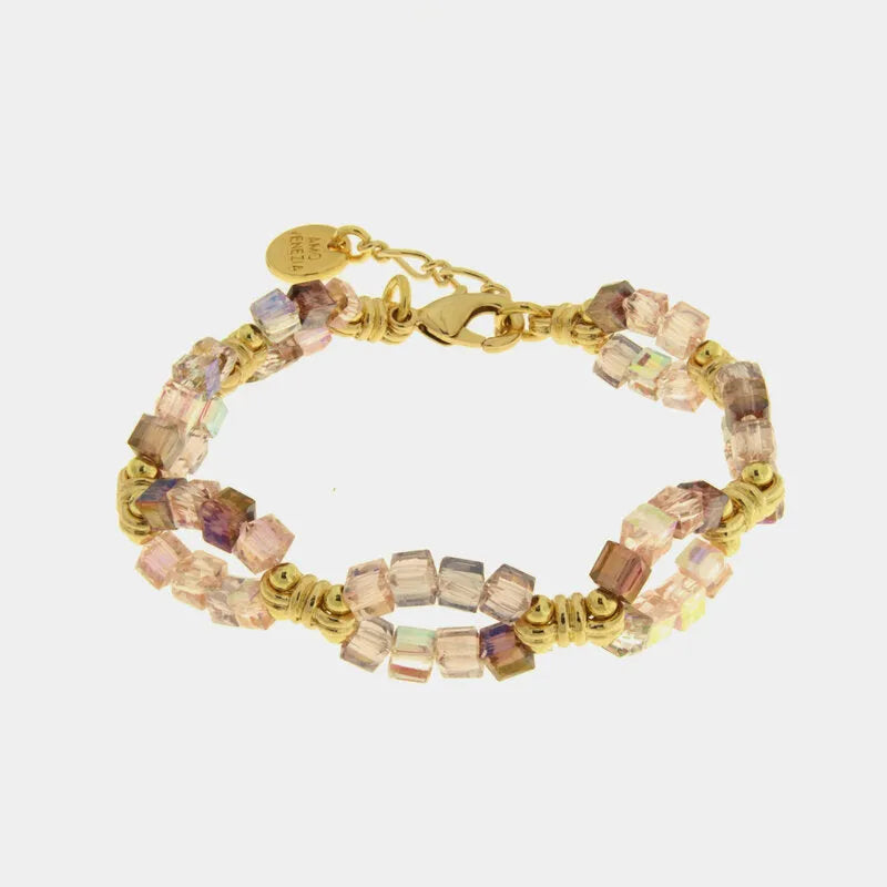 Bracciale in Metallo perline rosa