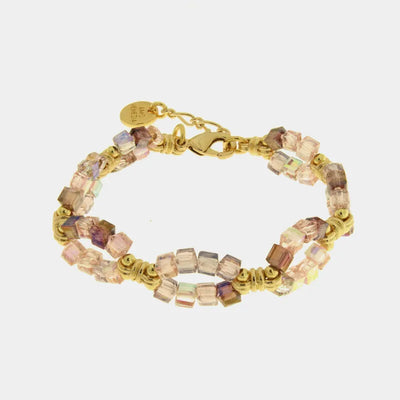 Bracciale in Metallo perline rosa