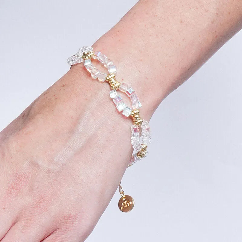 Bracciale in Metallo perline bianche