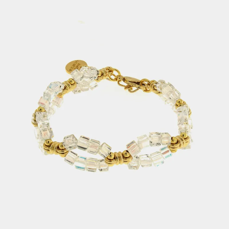 Bracciale in Metallo perline bianche