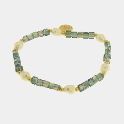 Bracciale in Metallo cristalli turchesi e perline