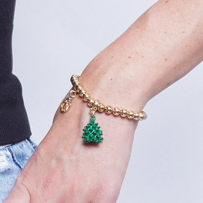 Bracciale in Metallo con Pigna Verde - BYSIMON gioielli