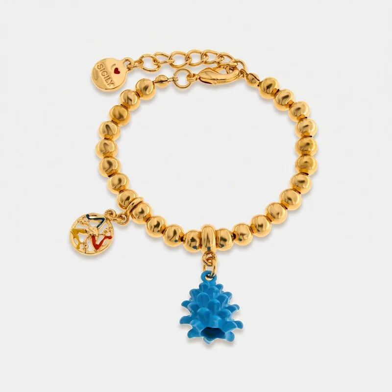 Bracciale in Metallo con pigna Azzurra