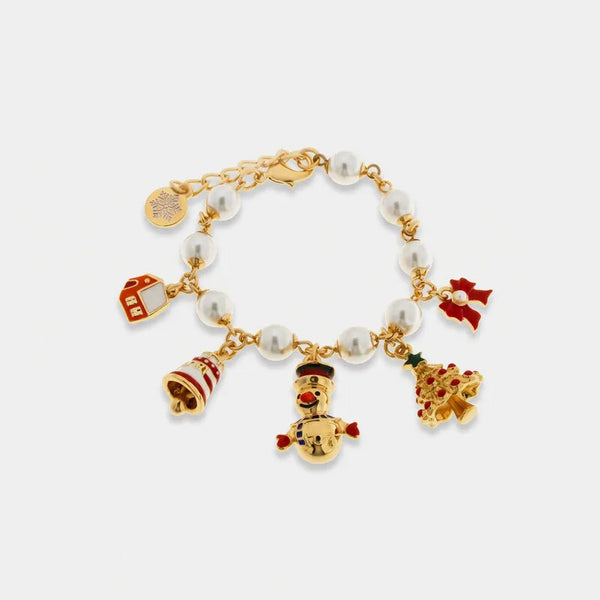 Bracciale in Metallo con perline e ciondoli natalizi