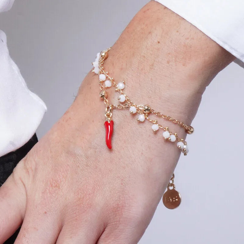 Bracciale in Metallo multifilo con cornetto portafortuna