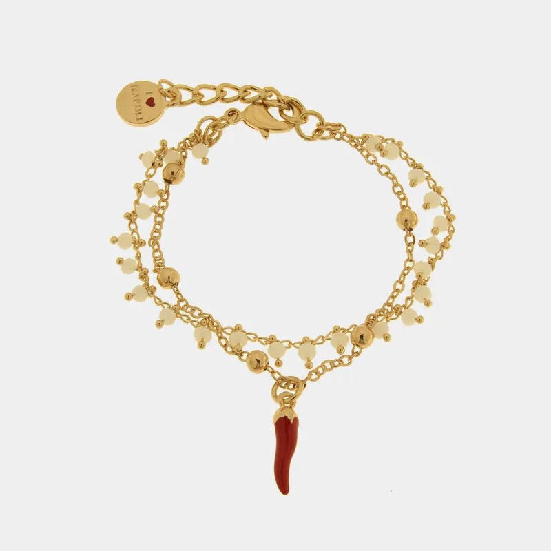 Bracciale in Metallo multifilo con cornetto portafortuna
