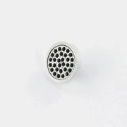 Spilla in Metallo con cornice esterna lavorata, impreziosita da pavè di cristalli neri